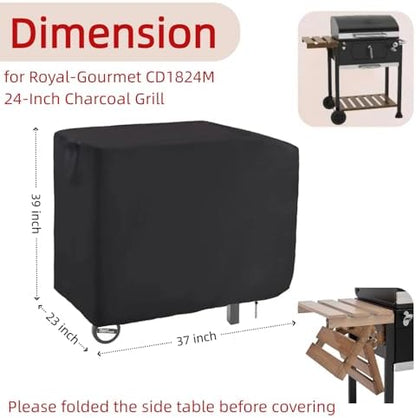 Charcoal Grill Cover for 24 in Royal Gourmet CD1824M Grill with Side Table