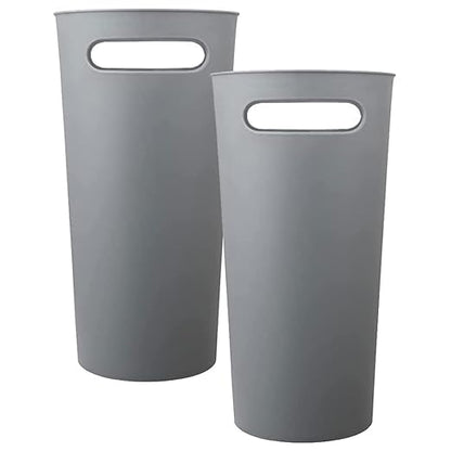 Small Trash Can Plastic Bathroom Wastebasket 3.2 Gallon Slim Garbage Container Bin with Handle for Home Kitchen Bathroom Bedroom Office, 2 Pack (Grey)