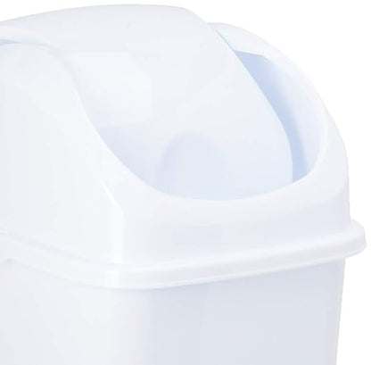 Superio Medium Trash Can with Lid 4.5 Gallon Plastic Swing Top Garbage Can Slim Waste Bin for Under Sink/Cabinet, Laundry Room, Kitchen, Office, Bedroom, Bathroom, College Dorm, 18 Qt, White