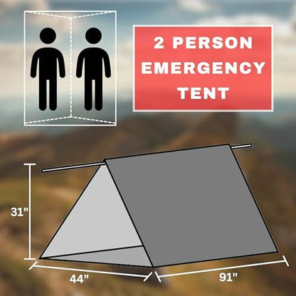 Emergency Zone Reflective & Green Survival 2 Person Tube Tents. Available in 1, 2, 3, 48 Packs.