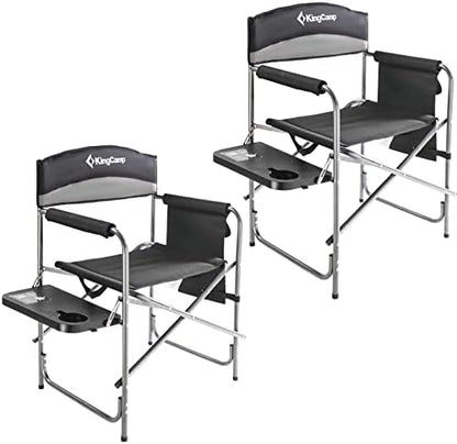 KingCamp 2-Pack Directors Camping Chair with Padded Folding Portable Seats, Black