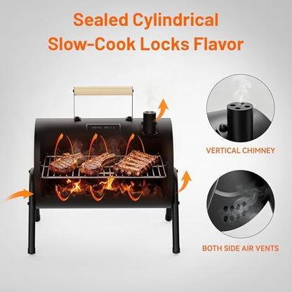 KEYO GRILL Portable Charcoal Grill, 2-in-1 Double-Sided