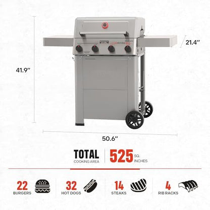 Monument Grills 4 Burner Propane Gas Grill with Advanced Broil Zone, Stainless Steel Barbecue M2 Grill with Smoker Box, Foldable Side Shelves, Fast Heating, Fast Assembly, Mesa II 410FBZ