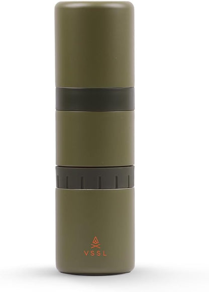 Nest Pour Over Coffee Kit | Coffee Maker for Camping | All-In-One Travel Pour Over | Transportable Dripper, Two 10oz Stainless Steel Travel Mugs | Compact Storage & Adventure Ready | Deep Moss