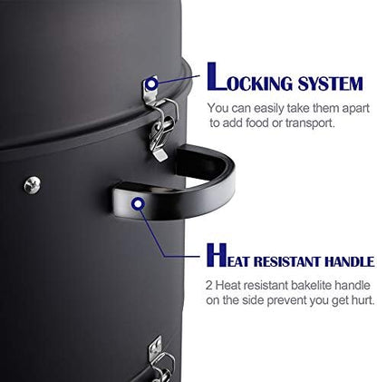 Realcook Charcoal BBQ Smoker Grill - 20 Inch Vertical Smoker