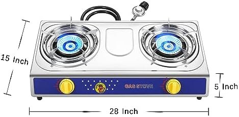 Vivicreate 25000 BTU 2 Burner Propane Gas Stove Stainless Steel Cooktop Outdoor Camping Stove Portable Double Burner for BBQ Boiling Frying Cooking Estufa de Portátil Fogón de Gas