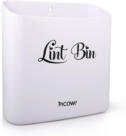 Picowe Magnetic Laundry Storage, Large Lint Holder Bin for Laundry Room, Space-Saving Trash Container Hanging on Dryer, Washer or Wall Mount (Gray White)