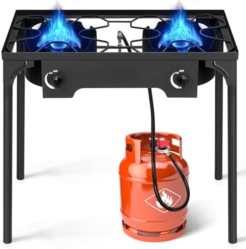 Karl Home 2 Burner Propane Gas Stove, 225,000 BTU Outdoor Camping Cooker