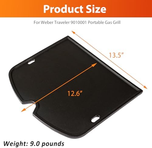 Hisencn 7034 Cast Iron Griddle for Weber Traveler Gas Grill