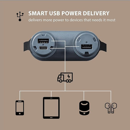 ELECOM NESTOUT Rugged Power Bank, 15000mAh Outdoor Charger, 32W USB-C Fast Charging PD, Waterproof IP67, Durable Shockproof, Battery Pack for iPhone Tablet Hiking Travel Camping (Black, 15000mAh)