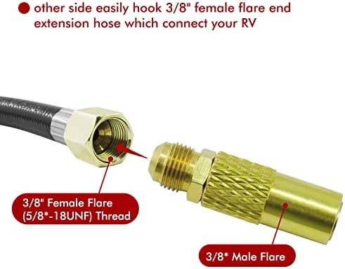 MENSI 3/8" Male Flare Converter Adapter for Coleman Roadtrip LXE Grill to Hook Up RV Propane Extension Hose Roadtrip Grill Series 9949 / 9949A and Some 9941， C001, 5010000743, 9942A5251