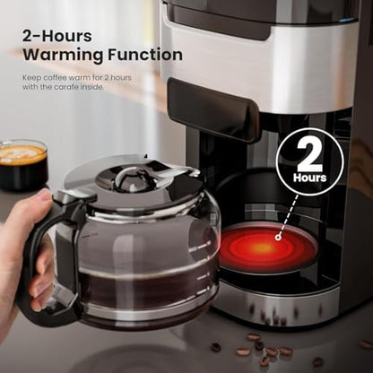 Electactic 10 Cup Coffee Maker with Grinder, Grind and Brew Coffee Machine