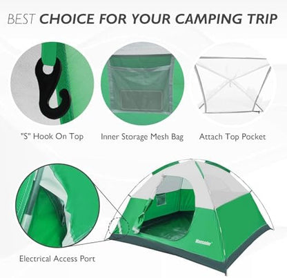 Camping Tent, Waterproof 2/3/4 Person Tents for Camping, Lightweight Easy Set Up Outdoor Hiking Tent Backpacking Tent with Carry Bag, Backpack Tent Suit for Family Beach Hiking Travel