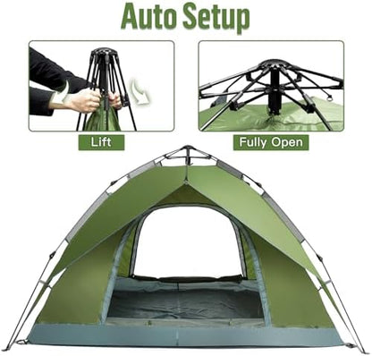Night Cat Instant Popup Tents 2-3 Persons with Footprint Tarp Easy Setup Camping Tent with Rainfly Double Layers Waterproof Automatic Hydraulic Mechaism
