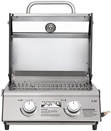 Monument Grills Clearview® 2-Burner Tabletop Propane Gas Grill for Outdoor Portable Camping Cooking with BBQ Cover(2 items)