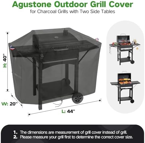 44 Inch Grill Cover for Charcoal Grills with Two Side Tables