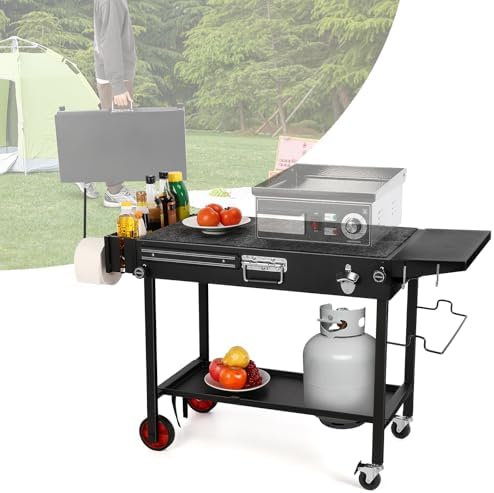 IRONWALLS Foldable Grill Cart Outdoor with Wheels, 31"L x 17" W x 27.5"H