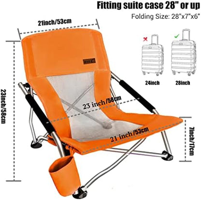 Nice C Low Beach Camping Folding Chair, River Sand Lake Chair (2P Orange)