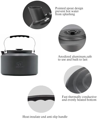 Bulin Camping Kettle, 1.6L Large Portable Stovetop Camp Tea Coffee Pot