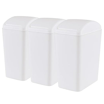 4.5 Gallon Plastic Swing Top Garbage Can, Swing Lid Trash Bins, White, 3-Pack