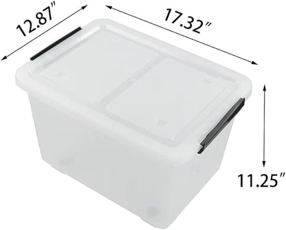 Asking 30 L Plastic Storage Box with Lid, 4-Pack Wheeled Clear Plastic Boxes