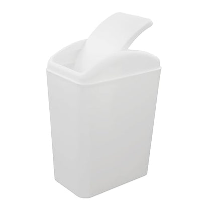 4.2 Gallon Plastic Swing Lid Trash Can, Small Garbage Can with Swing Top Lid, White