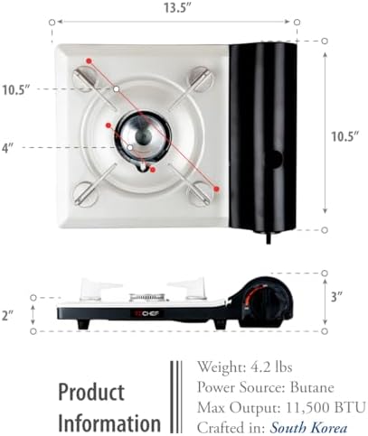 TECHEF - AGNI Portable Butane Gas Stove Burner, Made in Korea (Stove + 4 Butane)