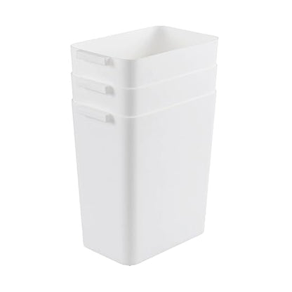 4.5 Gallon Plastic Wastebasket, Set of 3 Durable Open Top Garbage Can, Slim Trash Container Bin, White