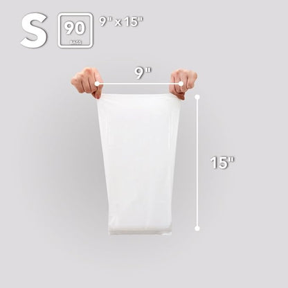 BOS Odor-Sealing Kitchen, Home & Food Small Trash Bags for Waste- Disposable Bags - Scent & Smell Free (90 Bags) [Size S, Color White] ★Brand-new packaging!