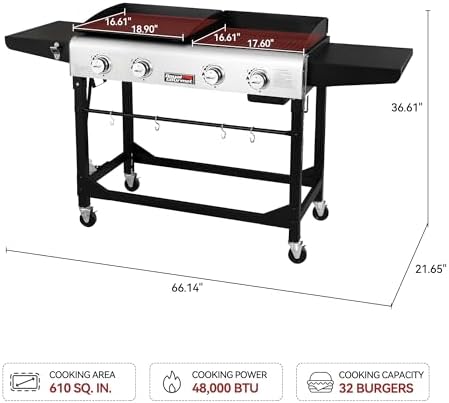 Royal Gourmet GD401C 4-Burner Gas Grill and Griddle Combo with Cover