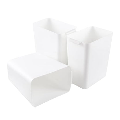 4.5 Gallon Deskside Plastic Wastebasket Rectangular, Open Garbage Container Basket for Office and Home, 3 Packs, White