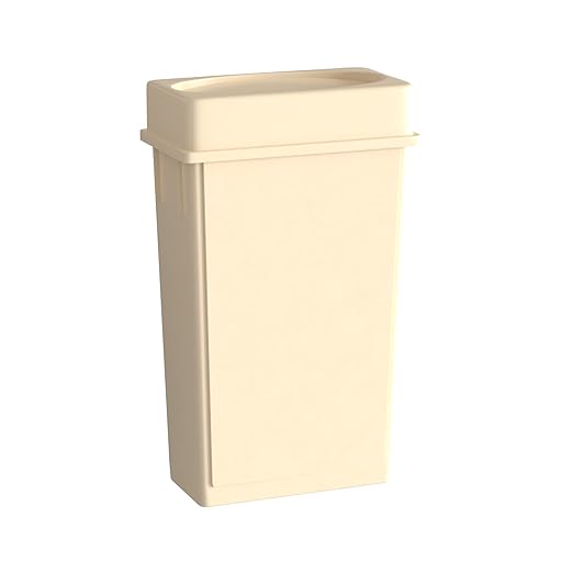 23 Gallon Beige Slim Jim Trash Can with Drop Shot Lid