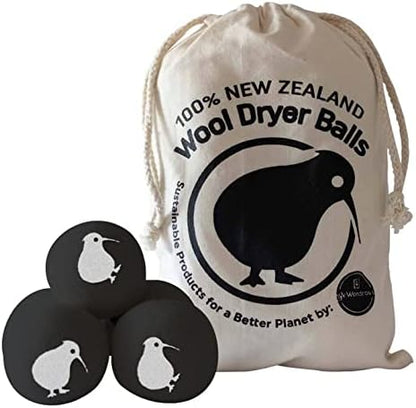 Wool Dryer Balls XL, 100% New Zealand Organic Wool - Reusable Natural Fabric Softener for Laundry, Dryer Sheets Alternative - Prevent Wrinkles and Anti Static (Black, 4-Pack)