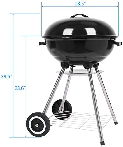 Outvita 18 inch Portable Charcoal Grill, Stainless Steel BBQ Kettle
