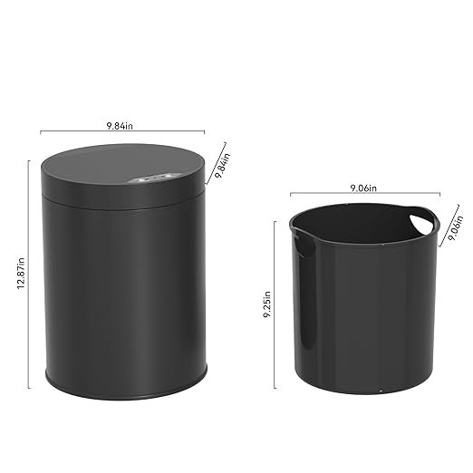 Bathroom Trash Can with Lid 2.6 Gallon Stainless Steel TrashCans Automatic Bathroom Garbage Can for Bedroom, Kitchen, Office