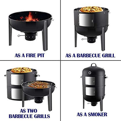 Realcook Charcoal BBQ Smoker Grill - 20 Inch Vertical Smoker