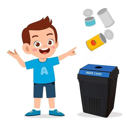 Flex E Bin FX50A-BK1-BC-BE, Made from Recycled Plastic. Indoor and Outdoor Sturdy Beer Can Receptacle | Includes Handles and Clear Signage Vented Design for Bag Removal - 50 Gallons, Black