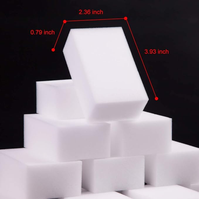 100 Pack Magic Sponge Eraser Extra Thick and Long Lasting Melamine Cleaning Sponges in Bulk - Multi Surface Power Scrubber Foam Cleaning Pads - Bathtub, Floor, Baseboard, Bathroom, Wall Cleaner