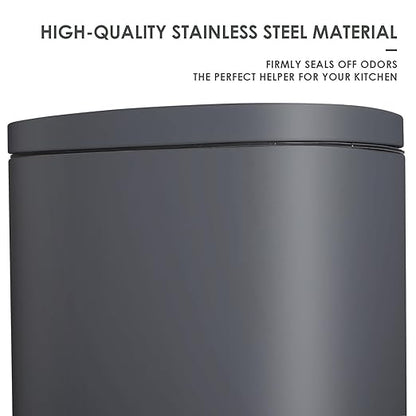 AthLike Trash Can, Stainless Steel Kitchen Garbage Can, Step Waste Bin with Hinged Lid and Removable Inner Bucket, Soft-Close, Dustbin for Bathroom Bedroom Living Room Home (Grey, 8 Gal)