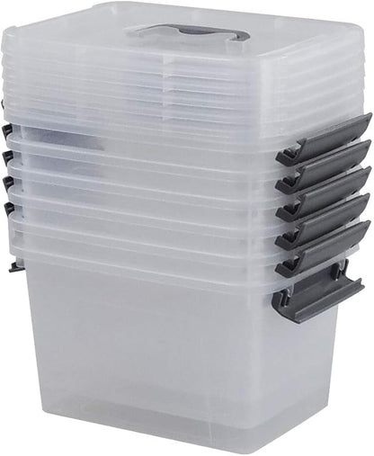 Bringer 6-Pack 5 L Clear Plastic Storage Box, Small Storage Latch Bin