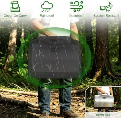 24 Inch Walk-with Portable Tabletop Grill Cover with Overlapping Opening for Carry Without Removing, Waterproof 600D BBQ Grill Cover for Cuisinart CGG-306, Royal Gourmet GT1001, Pit Boss 75275