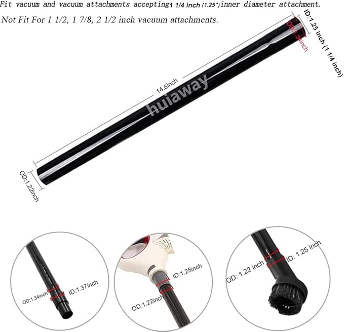 3 Pcs 1.25inch 32mm Vacuum Extension Wand 1 1/4" Plastic Wand Pipe for Vacuum Cleaner Replacement Tubes Extend to 14.6 inch Long