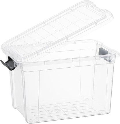 Superio Clear Storage Boxes with Lids, 8.75 Quart Plastic Container Bins for Organizing, Stackable Crates, BPA Free, Non Toxic, Odor Free, Organizers for Home, Office and Dorm, 4 Pack
