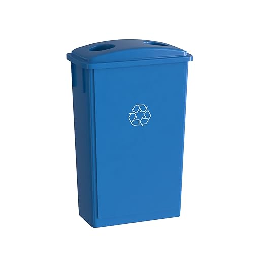 23 Gallon Blue Recycle Slim Jim Trash Can with Bottle Slot Lid