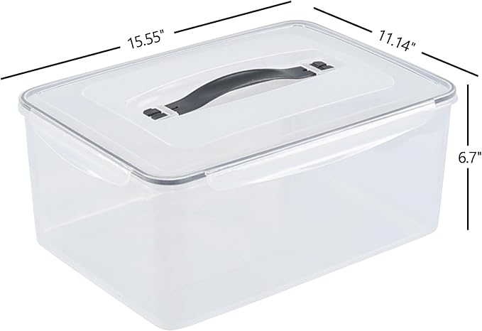 4-Pack 14.5 L Food Sealed Storage Container, Plastic Boxes with Airtight Lid