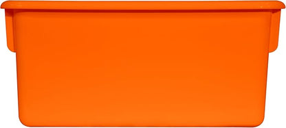 Wood Designs Cubby Storage Bin, Heavy Duty Plastic Containers for Kids Orange Cubby Tray Set of 10