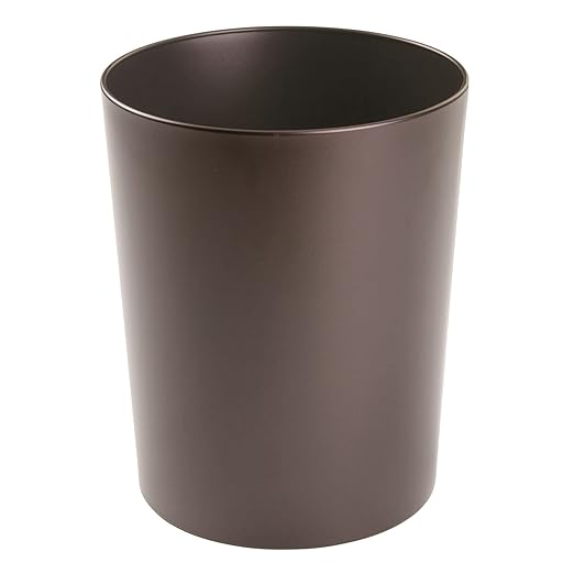 mDesign Round Metal Small 1.7 Gallon Recycle Trash Can Wastebasket, Garbage Container Bin for Bathrooms, Kitchen, Bedroom, Home Office - Durable Stainless Steel - Mirri Collection - Bronze
