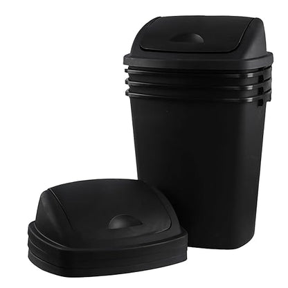 18 Gallon 4-Pack Large Garbage Can with Swing Lid, Commercial Plastic Swing Top Trash Bins, Black