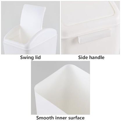 4.5 Gallon Plastic Swing Top Garbage Can, Swing Lid Trash Bins, White, 3-Pack