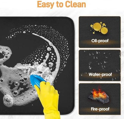 Heat Resistant Mats for Countertop fits Tabletop Grill, 31x24x0.04in, Black